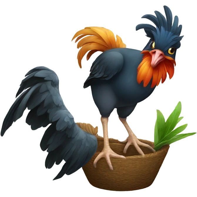 Jungle fowl with a dipper emoji