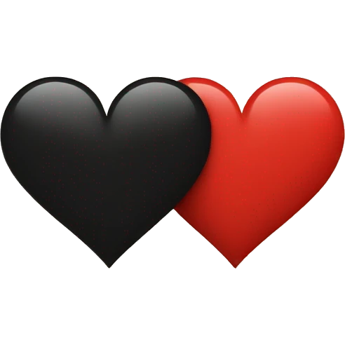Half red and half black heart emoji