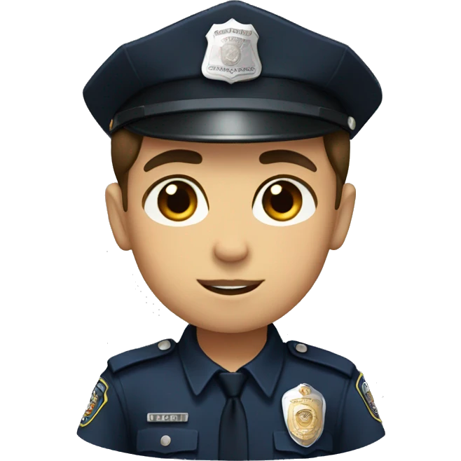 Boy with brown hair and brown eyes in a police uniform emoji