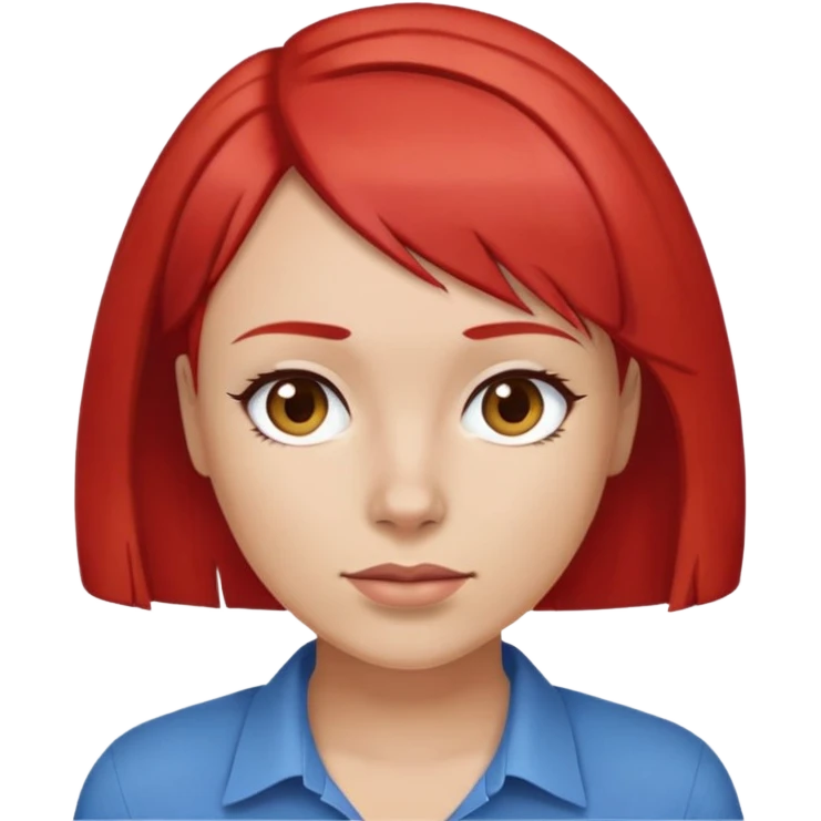 female blue shirt with red bob hair style emoji