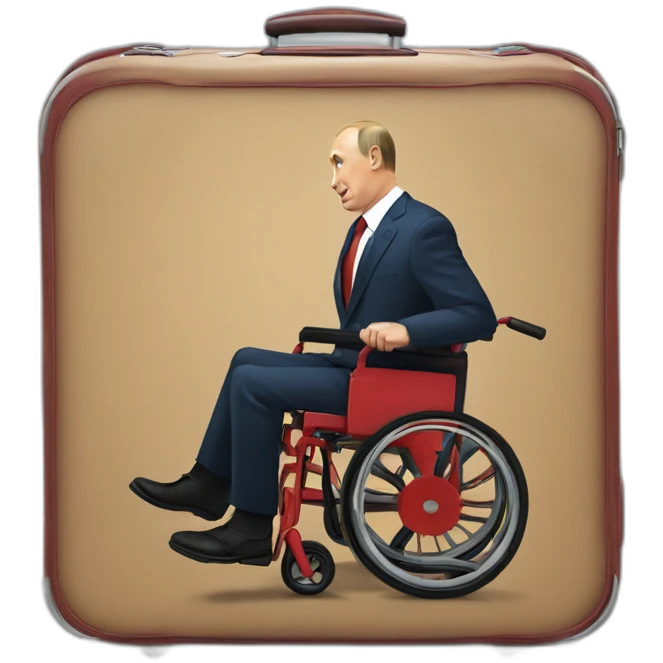 Depressed vladimir putin big red wheelchair jumps out of suitcase emoji