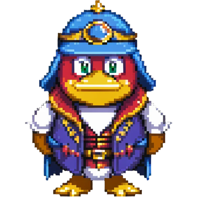 King Dedede from Kirby in detective attire, pixel art style emoji