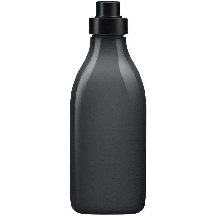 body wash in tall dark grey slight  hourglass bottle with black flip lid  emoji
