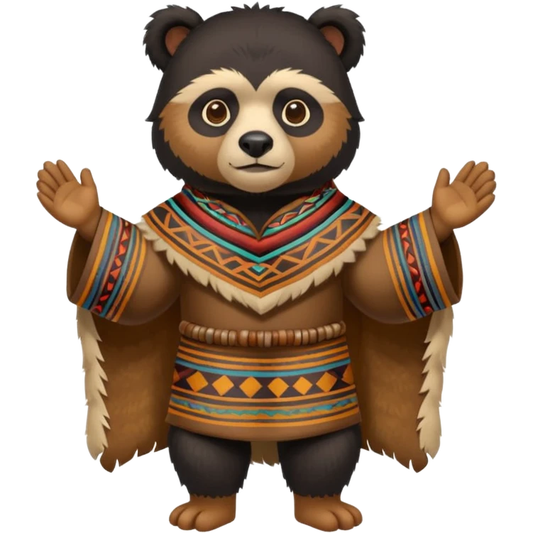 Spectacled bear wearing Inca Cusco attire with the costume of Manco Capac emoji