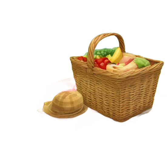 Generate an emoji of a picnic scene in the countryside, with a checkered blanket, a picnic basket, and rolling green hills. Include a bright sun, scattered flowers, and a few fluffy clouds for a cheerful outdoor vibe.” emoji
