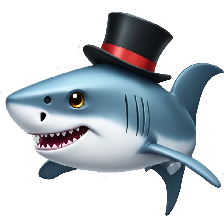 Shark with a top hat emoji