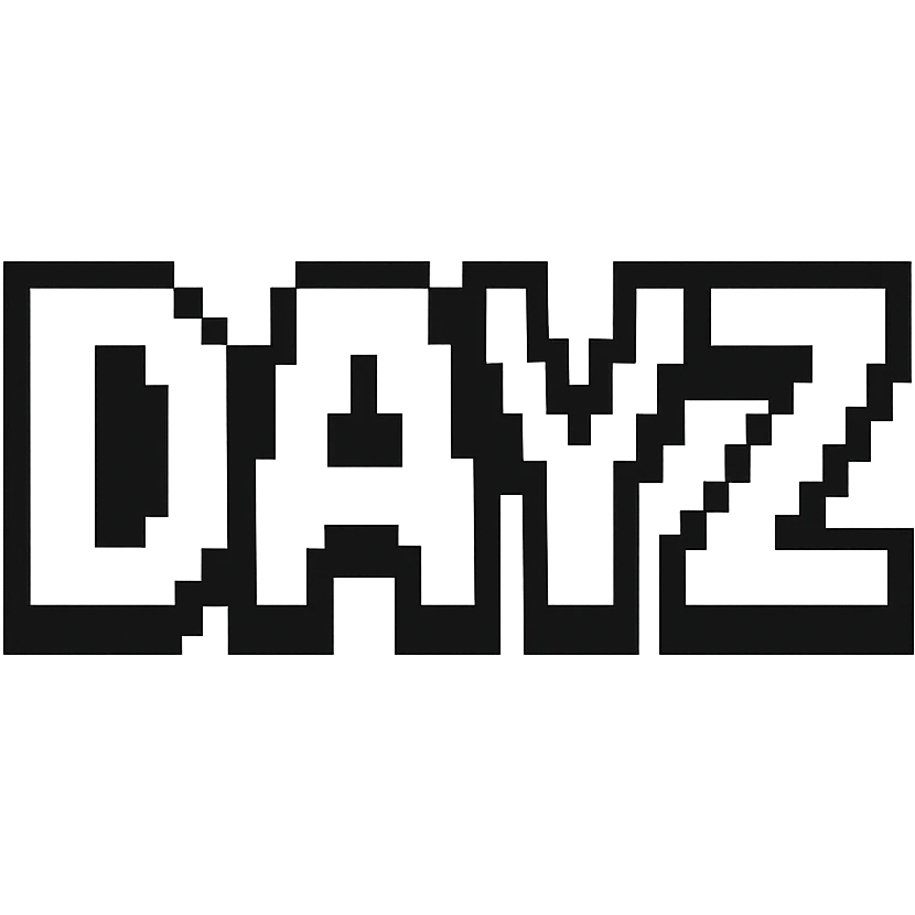 the word 'dayz' in pixel art style, no background emoji