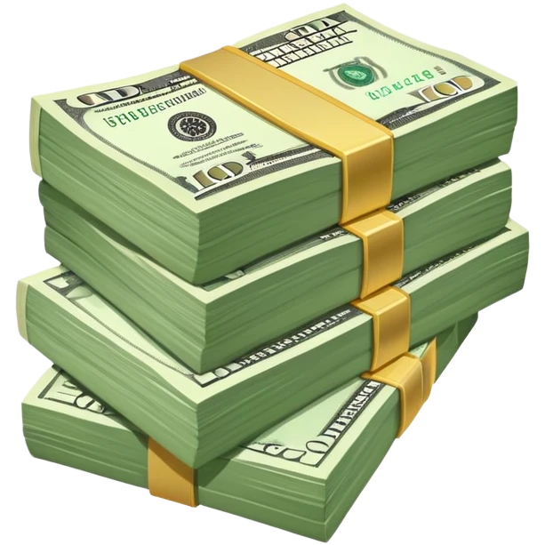 stack of cash money, dollar bills emoji