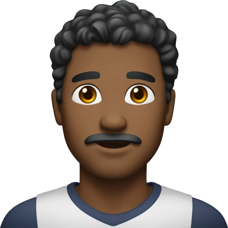 A male face emoji with medium-dark skin tone. Features include short, curly black hair, a well-groomed beard . The face should have rounded cheeks, a defined jawline. The eyebrows are slightly arched and expressive, complementing the deep-set eyes.  emoji