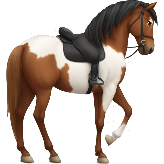 A chestnut horse with chestnut mane with a. Girl with black hair and with brown skin riding the horse emoji