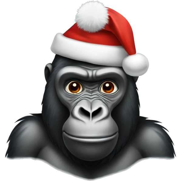 gorilla with a christmas hat emoji