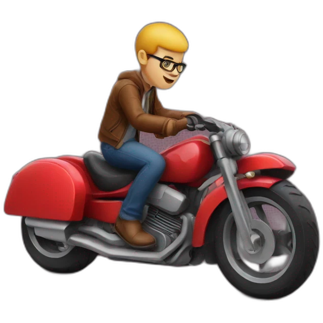 À geek on red motor bike trial emoji
