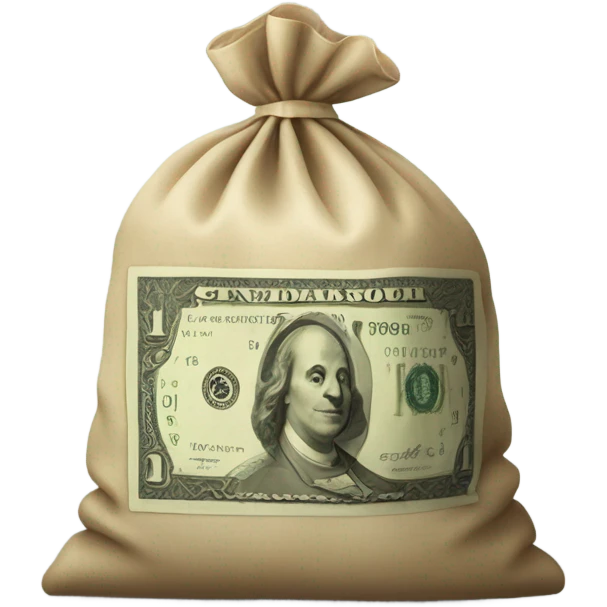 A bag with a dollar bill emoji