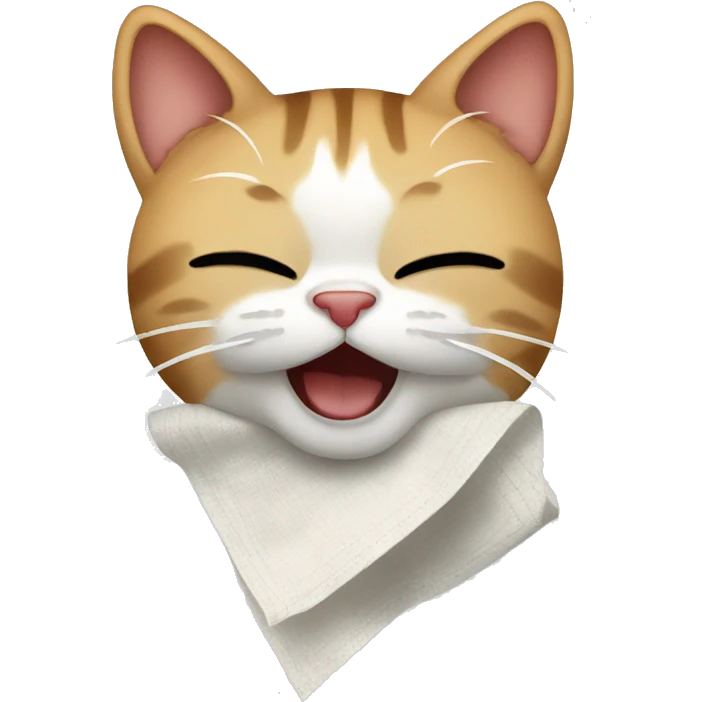 cat sneezes into a handkerchief emoji