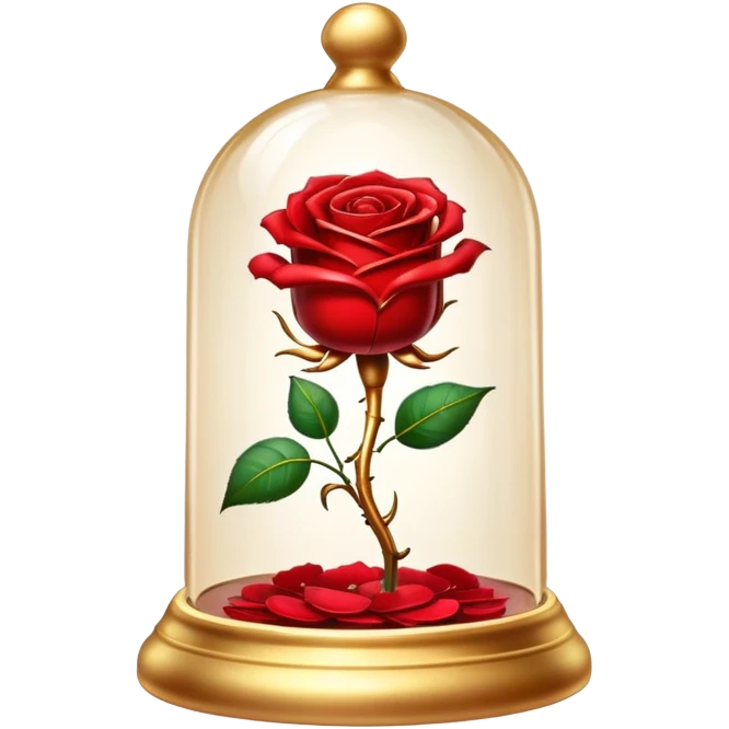 The glittering enchanted rose from “Beauty and the Beast” in its golden glass bell  emoji