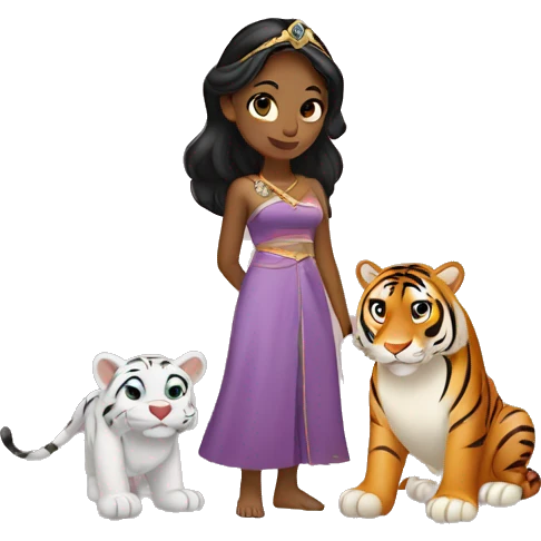 Jasmine princess and her tiger rajah  emoji