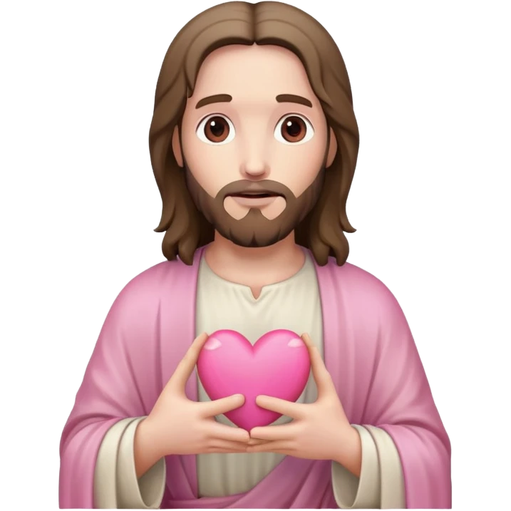 Jesus holding pink heart  emoji