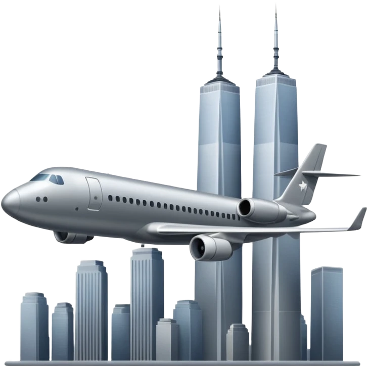 plane flying towards the twin towers emoji
