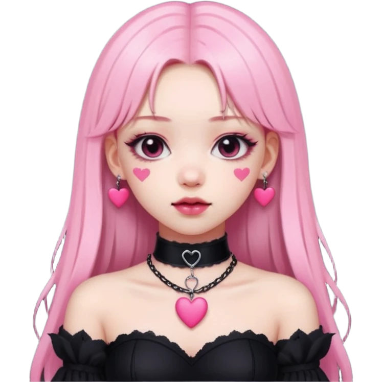 BLACKPINK-inspired gothic clothes ,  hearts, black and pink, cute,  emoji