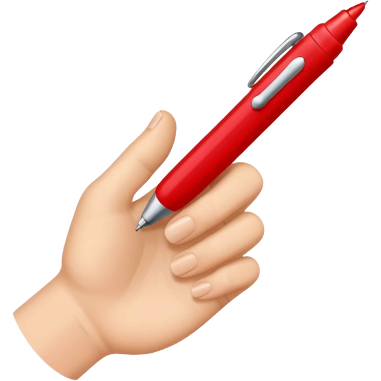 рука телесного цвета что то пишет красной ручкой emoji