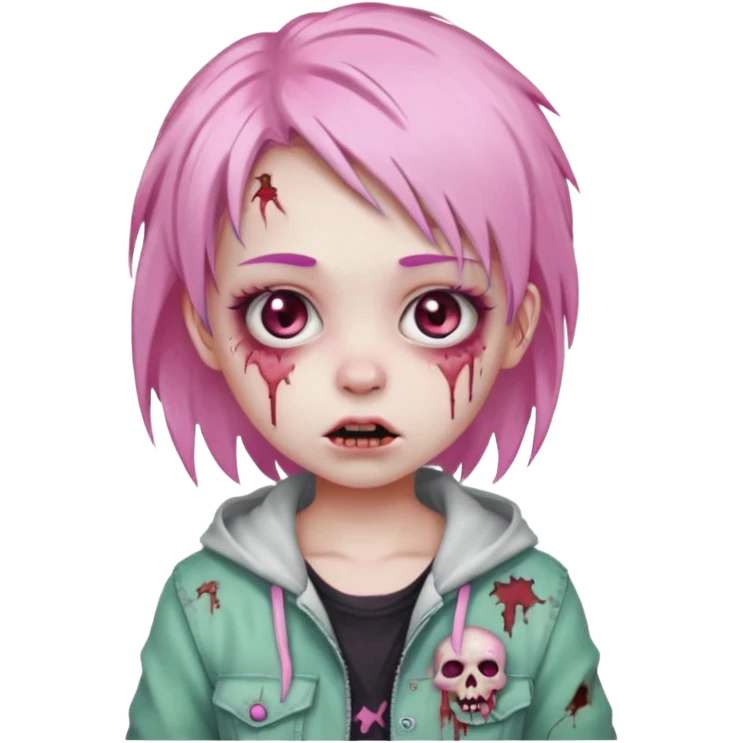 girl zombie with baby pink hair emoji