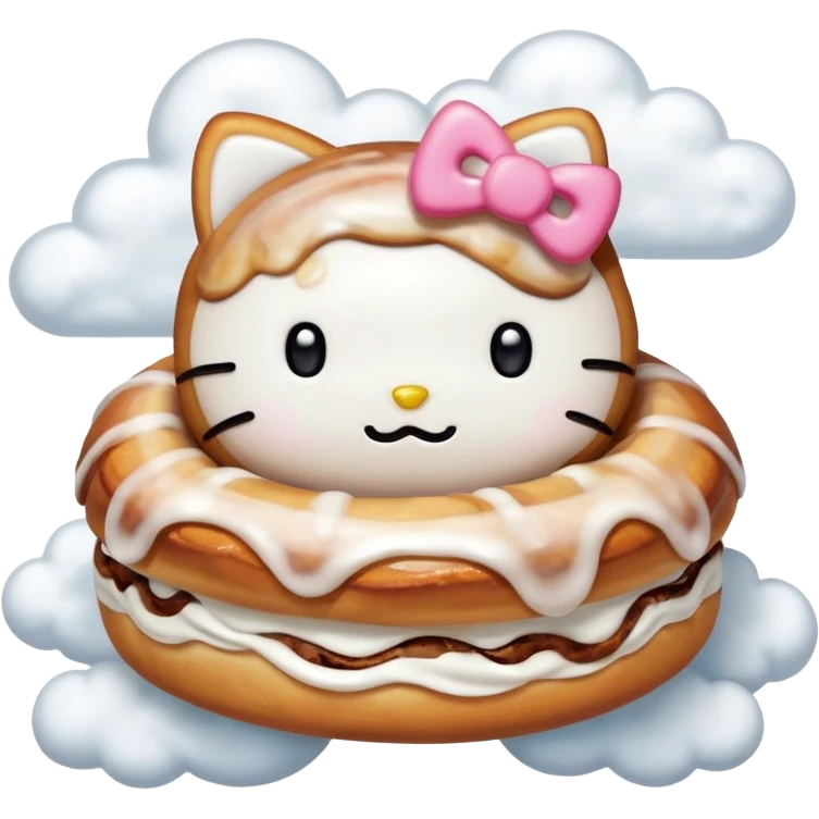 Cinnamon roll from hello Kitty dancing in the clouds emoji
