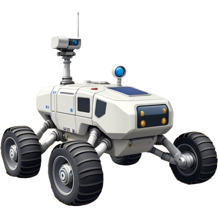Cinematic Realistic Moon Rover – A rugged, high-tech vehicle traversing the Moon’s dusty surface. Its thick wheels leave tracks in the fine lunar regolith, with Earth hanging in the distant sky. Every mechanical detail of the rover is meticulously rendered, emphasizing its role in human exploration. emoji