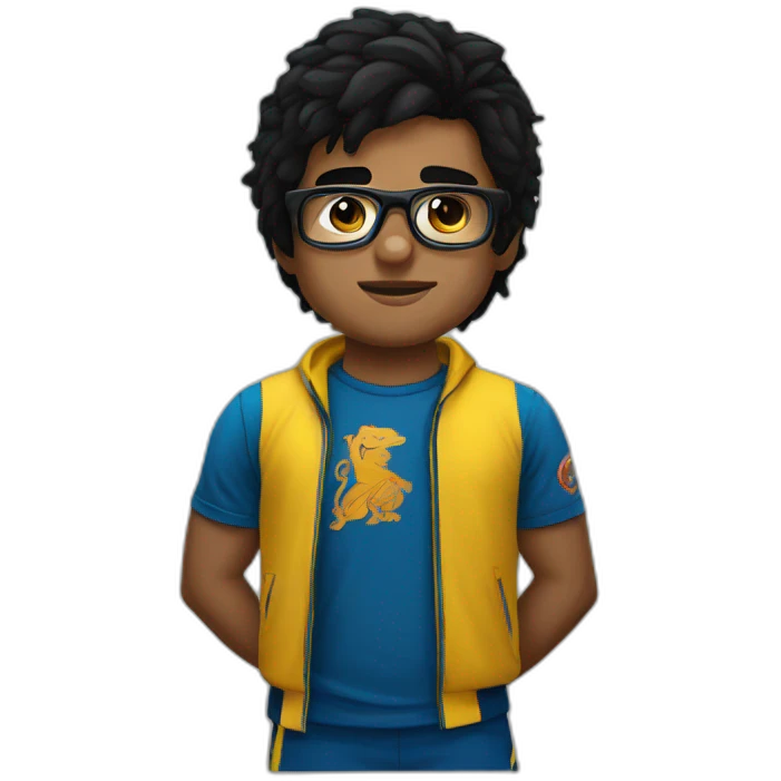 Boy Sri lankan MMA fighter with glases black hair emoji