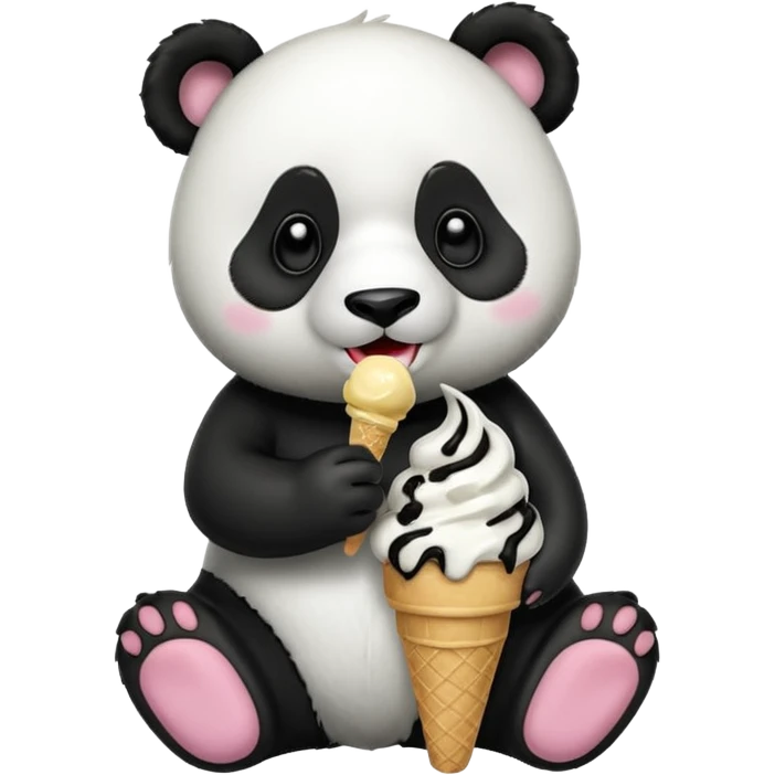 Panda eating ice cream emoji