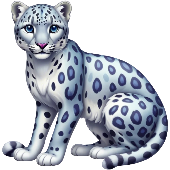 Colorful vibrant ethereal snow-leopard, full-body emoji