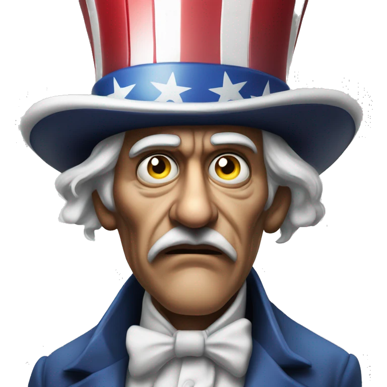 Uncle Sam with pitiful eyes up to his waist photorealistic serious emoji