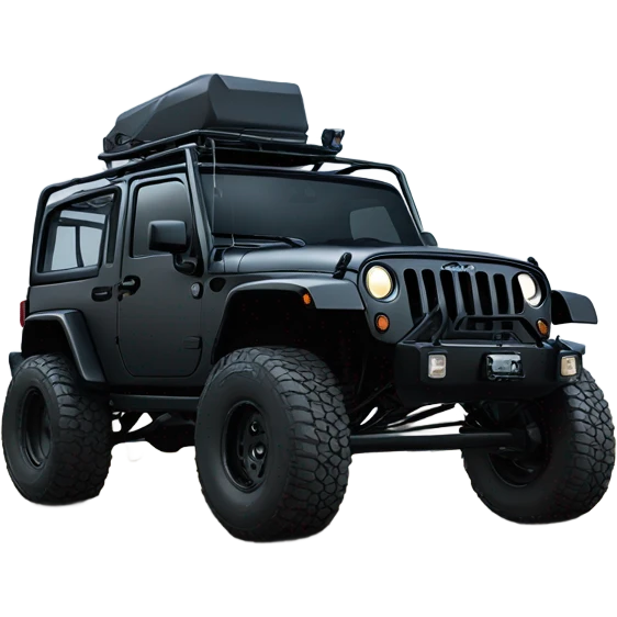 Black Jeep wrangler modded with lift and snorkel all black emoji