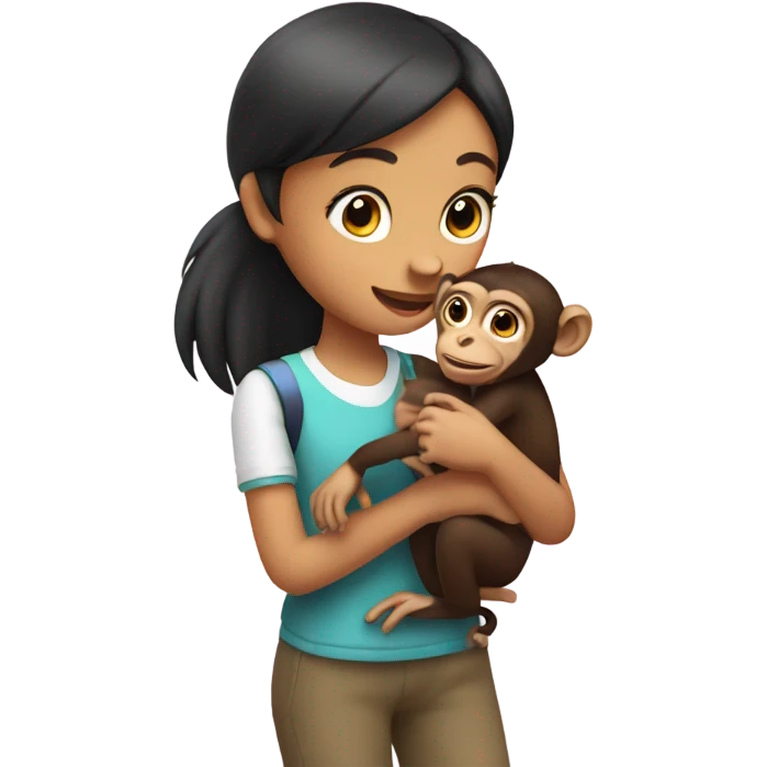 girl petting a monkey emoji