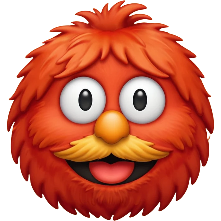 Elmo character head as an emoji, apple style, red fur, expressive eyes, orange nose emoji