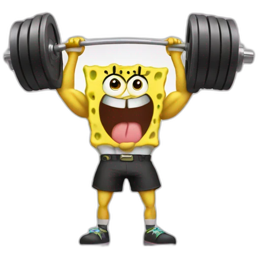 muscular SpongeBob lifting weights emoji
