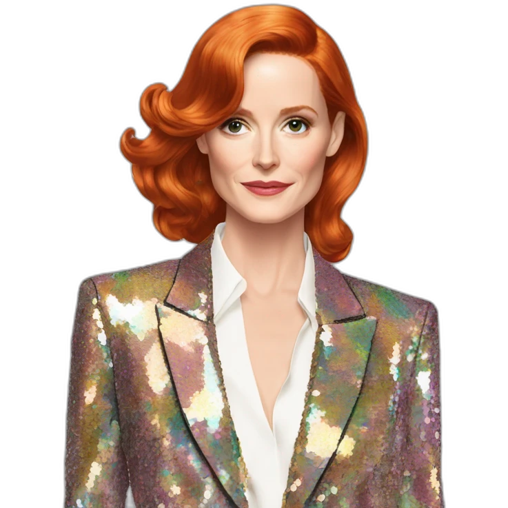 Audrey fleurot smooth hair multicolored sequined suit emoji