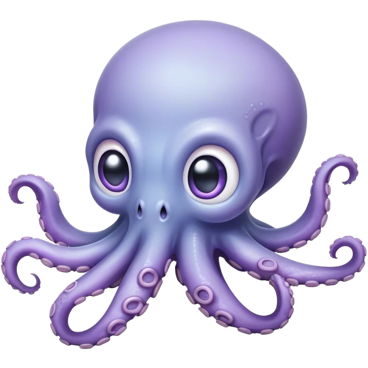 Meme-Worthy Floating Baby Octopus Portrait Emoji, Drifting gracefully in the water with soft, curled tentacles and a dreamy, weightless posture, showcasing a smooth, rounded light blue-purple body with mesmerizingly large, gentle eyes gazing into the abyss, Simplified yet poetically expressive features, highly detailed, glowing with a soft, celestial marine glow, high shine, quiet and mystical, stylized with an air of deep-sea serenity, soft glowing outline, capturing the essence of a tiny, peaceful cephalopod floating endlessly in the infinite beauty of the ocean depths! emoji