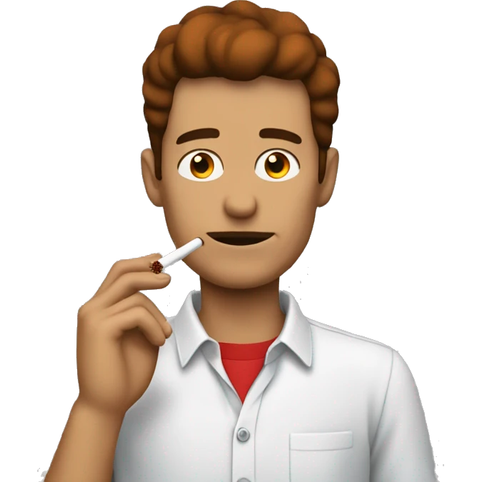 guy smoking with red eyewhies and shulder long brown hiar emoji