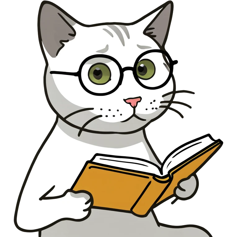 Cat reading a book emoji