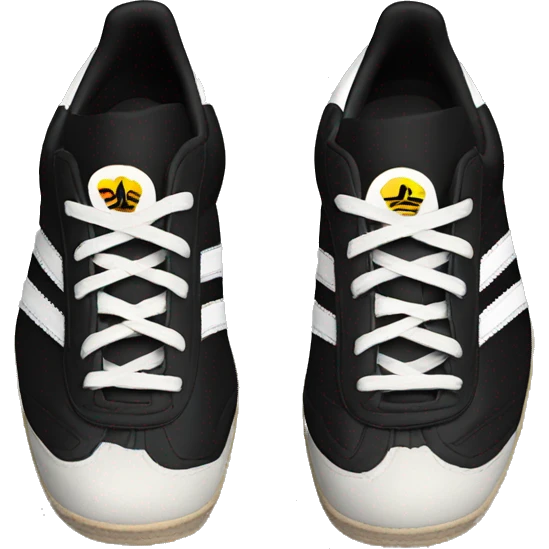 a pair of black adidas sambas emoji