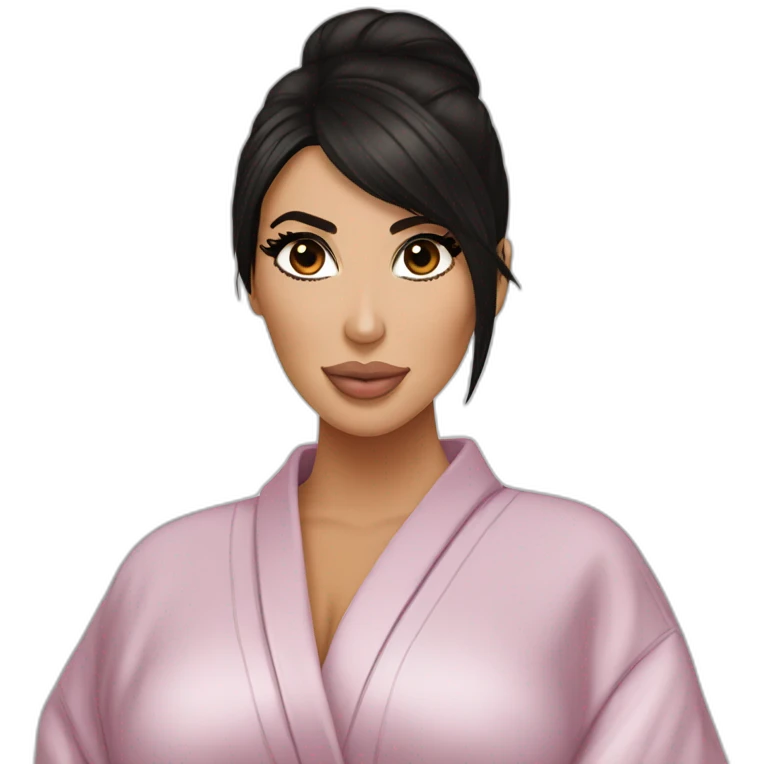 Kim kardashian with rounder face in a bathrobe emoji