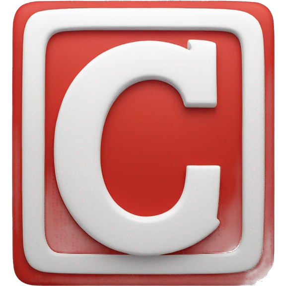 white letter C placed in a red square emoji