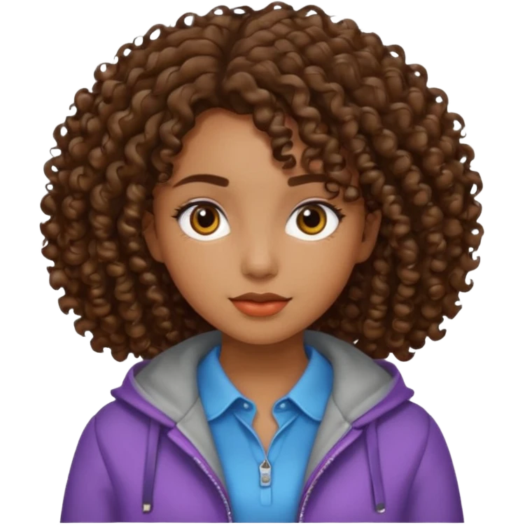 Zumbi de cabelo médio cacheado menina nova emoji