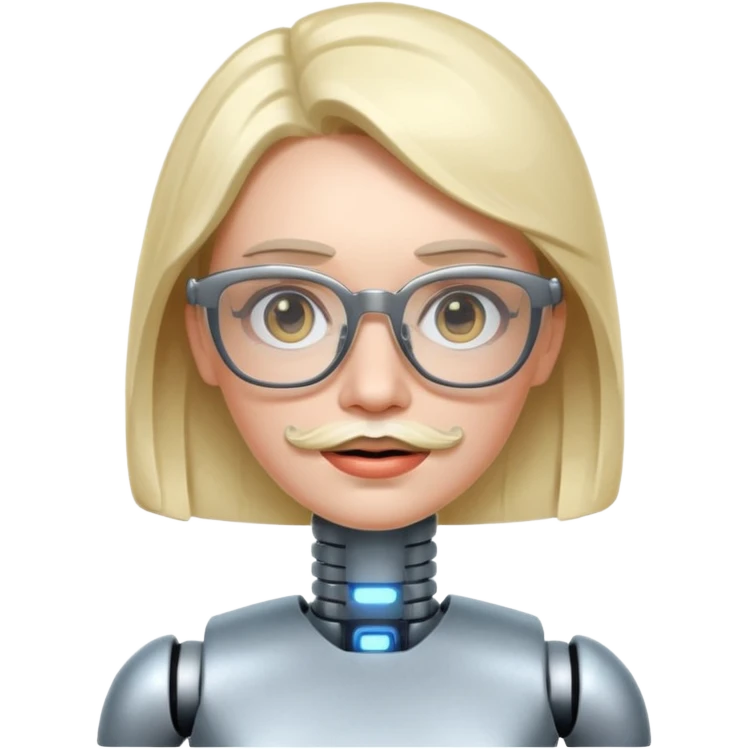 robotic woman with glasses mustache  emoji