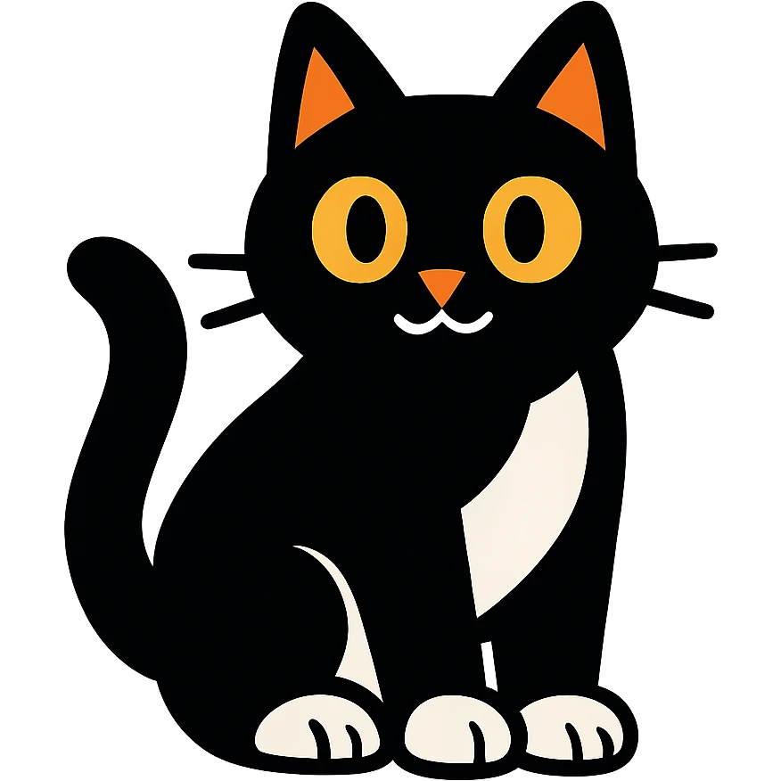 black cat with white bottom emoji