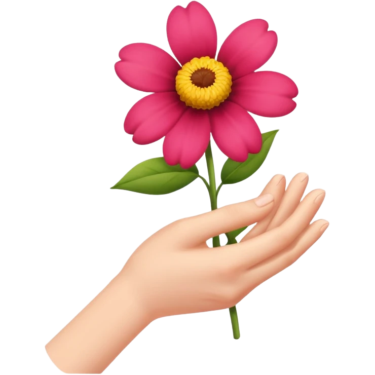 A hand grabbing a flower emoji