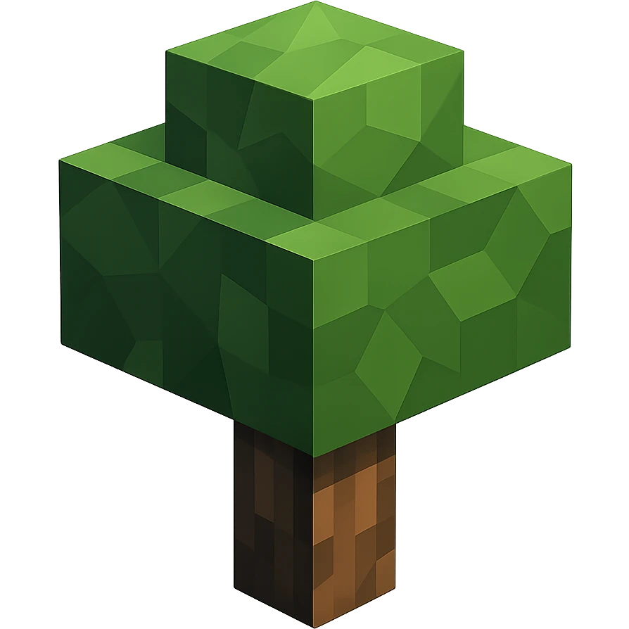 polygonal style Minecraft tree emoji