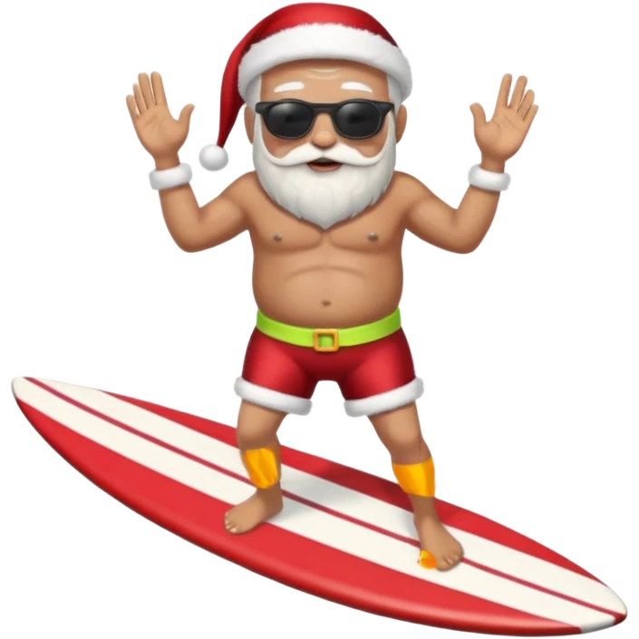 santa on a surfboard emoji