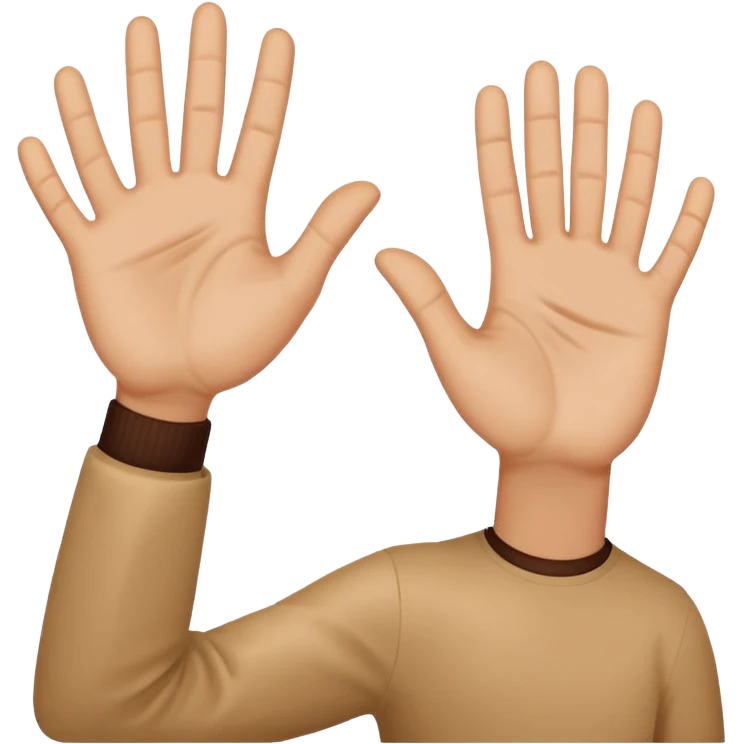 Face with person giving themselves a high five. hands should be touching with visual showing a clap emoji