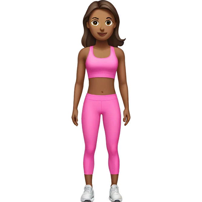 Brunette white woman in pink workout set  emoji
